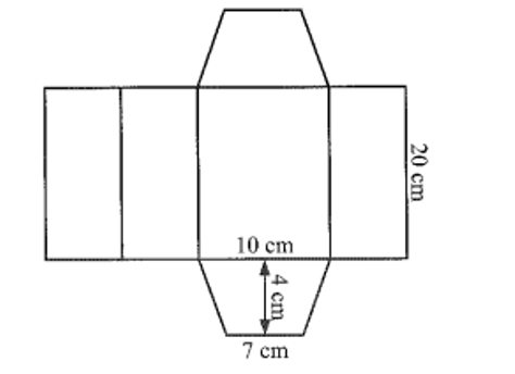 Bên dưới là hình khai triển của hình lăng trụ đứng.  a) Cho biết độ dài các cạnh đáy và chiều cao của hình lăng trụ. (ảnh 1)