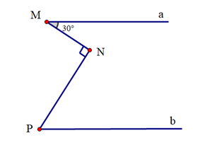 Cho hình vẽ sau Biết Ma // Pb; MN vuông góc NP; góc NMa = 30 độ. Tính góc NPb . (ảnh 1)