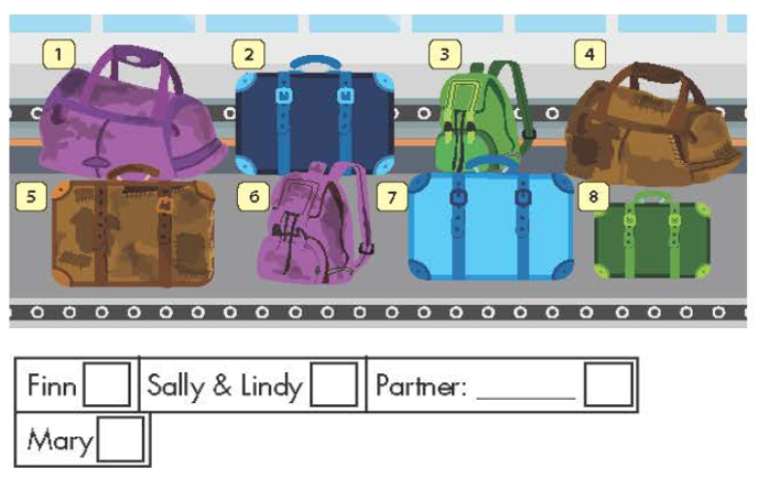 You're at the baggage claim collecting your friends' luggage. In pairs: Student (ảnh 1)