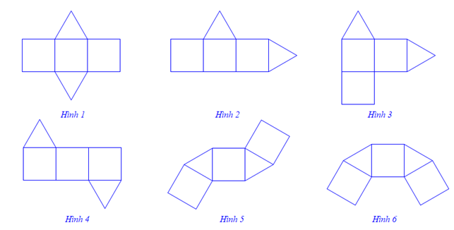Trong các hình khai triển dưới đây, có bao nhiêu hình gấp lại được thành một hình lăng trụ đứng (ảnh 1)