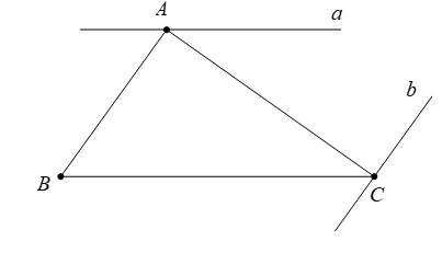 Cho tam giác ABC. Qua đỉnh A vẽ đường thẳng a song song với BC. Qua đỉnh C (ảnh 1)