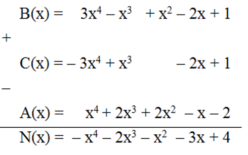 Cho 3 đa thức:  A(x) = x^4 + 2x^3 + 2x^2 – x – 2; B(x) = 3x^4 – x^3 + x^2 – 2x + 1; (ảnh 1)