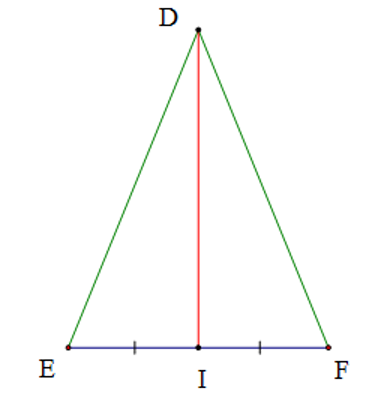 Cho tam giác DEF cân tại D. Đường trung tuyến DI. Số đo góc DIE là (ảnh 1)
