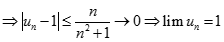 Tính giới hạn của dãy số un = tổng từ k = 1 đến n của n/n^2 + k  A. dương vô cùng B. âm vô cùng (ảnh 3)
