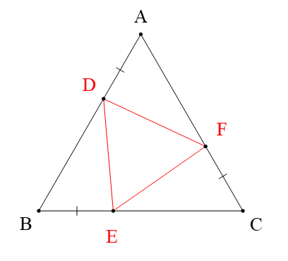 Cho tam giác ABC đều. lấy các điểm D, E, F lần lượt trên các cạnh AB, BC, CA sao cho (ảnh 1)