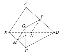 Cho tứ diện ABCD  có AB  vuông góc với CD, AB = CD = 6. M là điểm thuộc cạnh BC  sao cho MB = x.BC (0 < x < 1) . mp(P)  song song với AB  và CD (ảnh 1)