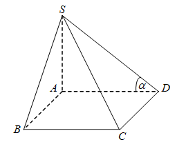 Cho hình chóp SABCD  có đáy là hình vuông cạnh a  . Đường thẳng SA  vuông góc với mặt phẳng (ABCD) (ảnh 1)