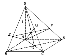 Cho hình chóp S.ABCD có đáy ABCD là hình vuông cạnh bằng a. Đường thẳng  SA = a căn bậc hai 2 vuông góc với đáy (ABCD). Gọi M là trung điểm SC, (ảnh 1)