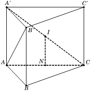 Cho lăng trụ đứng ABC.A'B'C' có đáy ABC là tam giác vuông tại A, AC = a căn bậc hai 3, góc ACB = 30 độ . Góc giữa đường thẳng AB' và mặt phẳng (ABC) (ảnh 1)