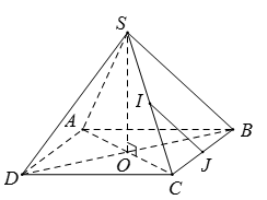 Cho hình chóp S.ABCD  có tất cả các cạnh đều bằng a . Gọi I  và J  lần lượt là trung điểm của SC  và BC . Số đo của góc (IJ, CD)  bằng (ảnh 1)