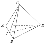 Cho tứ diện ABCD có hai mặt ABC và ABD là các tam giác đều. Góc giữa AB và CD là? (ảnh 1)