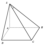 Cho hình chóp S.ABCD có đáy là hình vuông cạnh a. Đường thẳng SA vuông góc với mặt phẳng đáy, SA = a. Góc giữa đường thẳng SC và mặt phẳng (SAB) là anpha (ảnh 1)