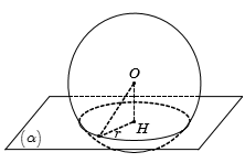 Cho mặt cầu S(O;R) và mặt phẳng anpha. Biết khoảng cách từ O đến anpha bằng R/2. Khi đó thiết diện tạo bởi mặt phẳng (ảnh 1)