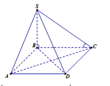 Cho hình chóp S.ABCD có SB vuông góc (ABCD) (xem hình dưới), góc giữa đường thẳng  (ảnh 2)