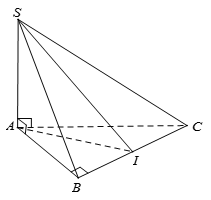 Cho hình chóp S.ABC có SA vuông góc mp ABC và AB vuông góc BC, gọi I là trung điểm BC. Góc giữa hai mặt phẳng (SBC) và (ABC) là góc nào sau đây? (ảnh 1)