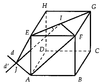 Cho hình lập phương ABCD.A'B'C'D'. Hãy xác định góc giữa cặp vectơ AF và vecto EG? (ảnh 4)