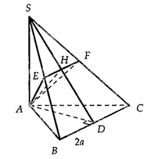 Tam giác ABC có BC = 2a, đường cao AD = a căn bậc hai 2. Trên đường thẳng vuông góc với (ABC) tại A, lấy điểm S sao cho  (ảnh 3)