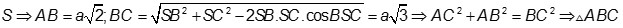 Cho hình chóp S.ABC có SA = SB = SC, góc bsc = 120 độ, góc csa = 60 độ. Vẽ sh vuông góc mp abc, h thuộc mp abc . Khẳng định nào sau đây đúng: (ảnh 4)