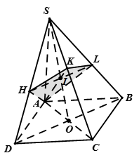 Cho hình chóp S.ABCD có đáy ABCD là hình vuông cạnh a, SA vuông góc mp ABCD và SA = a căn bậc hai 2. Giả sử tồn tại tiết diện của hình chóp với mặt phẳng   (ảnh 3)