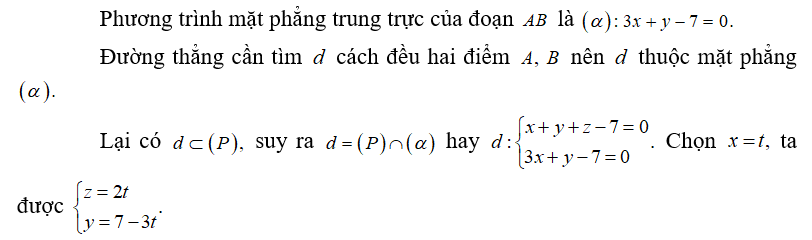 Trong không gian với hệ tọa độ Oxyz cho hai điểm A(3;3;1), B( 0;2;1) và mặt phẳng (ảnh 1)