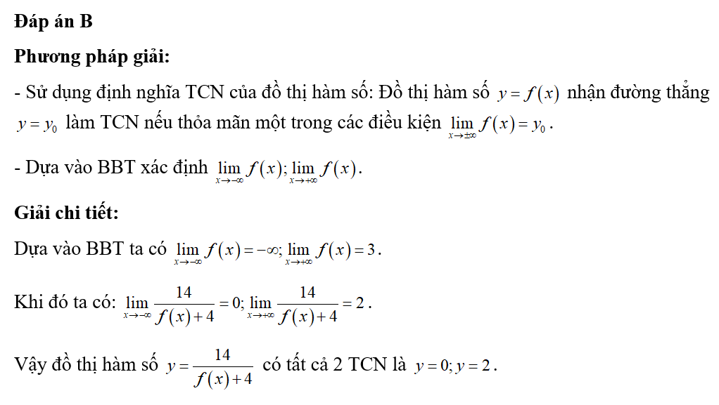 Cho hàm số f(x) có bảng biến thiên như sau:  Phương trình tất cả các đường tiệm cận (ảnh 2)