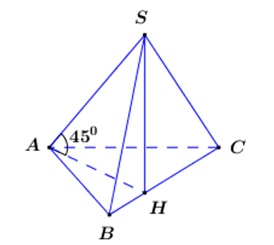 Cho hình chóp S. ABC có AB= a,BC= a căn bậc ai 3, ABC= 60 độ , . Hình chiếu vuông góc (ảnh 1)