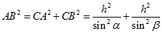 Cho tam giác ABC tại Ccó cạnh huyền nằm trên mặt phẳng (P) và các cạnh góc vuông tạo với (P) các góc anpha, beta (ảnh 7)
