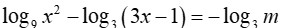 Cho phương trình  log9x^2-log3(3x-1)=-log3m ( m là tham số thực). Có tất cả bao nhiêu giá trị nguyên của  m để phương trình  (ảnh 1)