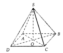 Cho hình vuông ABCD tâmO và cạnh bằng 2a. Trên đường thẳng qua O vuông góc với (ABCD) lấy điểm S. Biết góc giữa SA và mặt phẳng (ABCD) (ảnh 1)