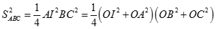 c) Khẳng định nào sau đây là đúng nhất? A. S^2 ABC = 1/2S^2 OAB + 1/2S^2 OBC + 1/2S^2OCA (ảnh 1)