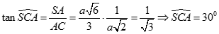 Cho hình chóp S.ABCD có đáy là hình vuông cạnh a, SA vuông góc mp ABCD và SA = a căn bậc hai 6/3. Gọi anpha là góc giữa SC và (ABCD) (ảnh 8)