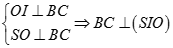 Cho hình chóp S.ABCD có đáy ABCD là hình vuông cạnh a, tâm O, SO vuông góc mp ABCD, đường thẳng SA tạo với hai mặt phẳng (ABCD) và (SBC) (ảnh 6)
