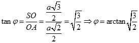 b) Tính góc giữa đường thẳng SA với (ABCD) a. phi = arctan căn bậc hai 3/5 b. phi = arctan căn bậc hai 3/7 (ảnh 1)