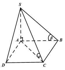 Cho hình chóp S.ABCD có đáy ABCD là hình chữ nhật, SA vuông góc mp ABCD, SC = a. Góc giữa đường thẳng SC với các mặt phẳng (ảnh 4)
