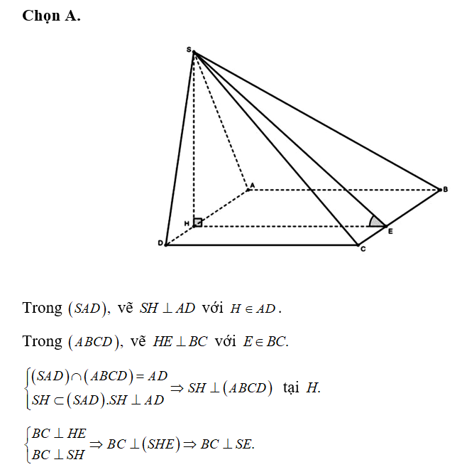 Cho hình chóp S.ABCD có đáy ABCD là hình chữ nhật, tam giác SAD vuông tại S (ảnh 1)