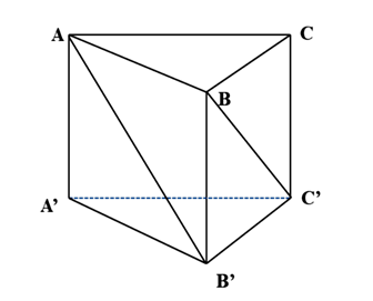 Cho hình lăng trụ đứng ABC.A'B'C' có ABC là tam giác vuông cân, AB=AC=a, AA'= a căn bậc hai 3 (ảnh 1)