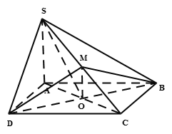 Cho hình chóp S.ABCD có đáy ABCD là hình vuông cạnh a. Cạnh bên SA vuông góc với đáy và SA = a căn bậc hai 3.  (ảnh 1)