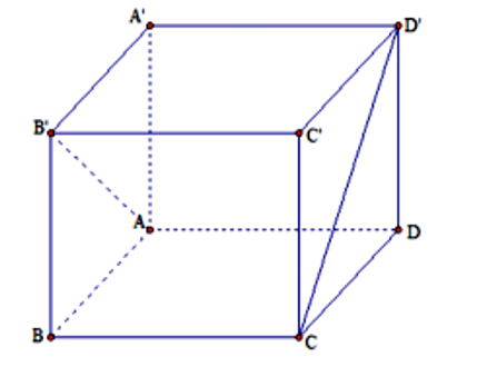 Cho hình lập phương ABCD.A'B'C'D cạnh bằng 2a. Khoảng cách giữa hai đường thẳng AB' và CD' bằng (ảnh 1)