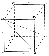 Cho hình lăng trụ tứ giác đều ABCD.A'B'C'D' có cạnh đáy bằng a , góc giữa hai mặt phẳng (ABCD) và (ABC') có số đo  (ảnh 1)