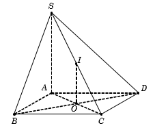 Cho hình chóp S.ABCD có đáy ABCD là hình vuông cạnh a. Cạnh bên SA = a căn bậc hai 6 và vuông góc với đáy (ABCD). (ảnh 1)