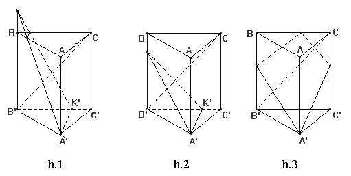 Cho hình lăng trụ đứng ABC.A'B'C' có đáy ABC là tam giác vuông tại A, với AB = c, AC = b, cạnh bên AA' = h. Mặt phẳng (P) đi qua A' và vuông góc với B'C. (ảnh 1)