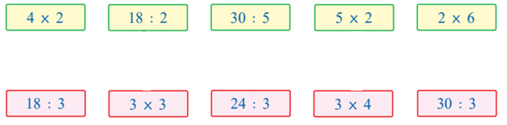 Nối hai phép tính có cùng kếp quả với nhau 4 x 2 18 : 2 30 : 5 5 x 2 2 x 6 (ảnh 1)