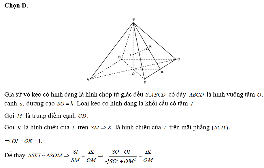 Một loại kẹo có hình dạng là khối cầu với bán kính bằng 1cm được đặt trong vỏ kẹo có hình dạng (ảnh 1)