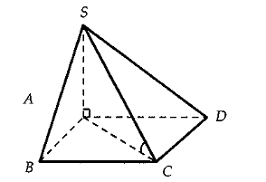 Cho hình chóp S.ABCD có đáy là hình vuông cạnh a, SA vuông góc mp ABCD và SA = a căn bậc hai 6. Gọi anpha là góc giữa SC và (ABCD). Chọn khẳng định đúng: (ảnh 3)