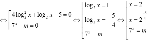 Cho phương trình (4log2^2x+logx-5)căn 7^x-m =0  ( m là tham số thực). Có tất cả bao nhiêu giá trị nguyên dương của  m để  (ảnh 6)