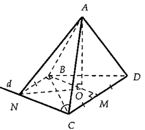 Cho tứ diện ABCD đều cạnh bằng a. Gọi M là trung điểm của CD, anpha là góc giữa AC và BM. Chọn khẳng định đúng? (ảnh 1)