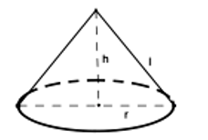 Cho hình nón có bán kính r đường sinh l và chiều cao h. Diện tích xung quanh của  (ảnh 1)