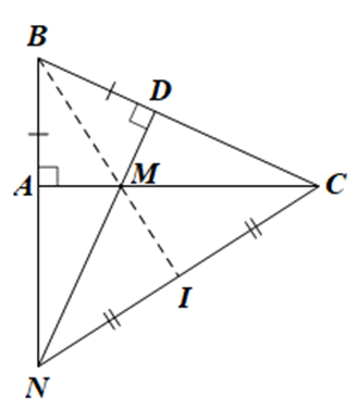 Cho tam giác ABC vuông tại A (AB < AC). Tam giác MNC là tam giác gì Tại sao (ảnh 1)