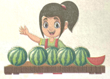 Hôm nay chị Hà bán được 8 quả dưa hấu, mỗi quả cân nặng 4 kg. Hỏi hôm nay chị Hà bán (ảnh 1)