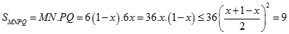 Cho tứ diện ABCD có AB vuông góc với CD, AB = CD = 6. M là điểm thuộc BC sao cho MC = x.BC (0 < x < 1). Mặt phẳng (P) song song với AB và CD (ảnh 9)